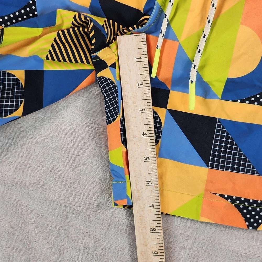 Psycho Bunny Swim Trunks Mens Large Multicolor Geo Print Lined Drawstring Beach
